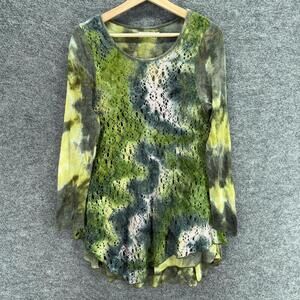 Adore Sweater Pullover Women S Small Green Colorblock Knit Long Sleeve Acrylic